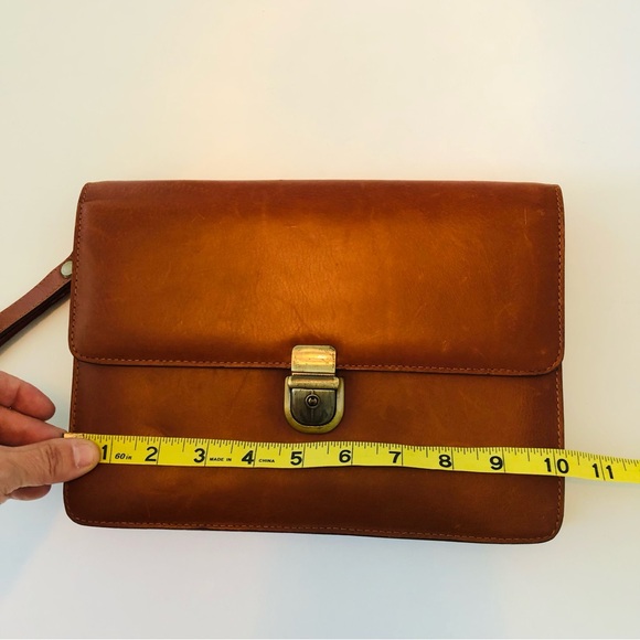 Wilson’s Vintage Buck Brown Leather Clutch Handbag Organizer Unisex Hidden Strap - Picture 4 of 17
